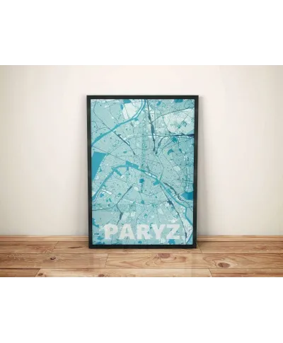 Plakat ścienny - Paryż - Błękitna mapa - 50x70 cm