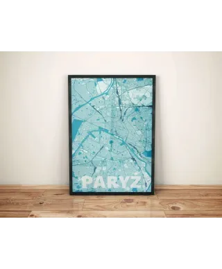 Plakat ścienny - Paryż - Błękitna mapa - 50x70 cm