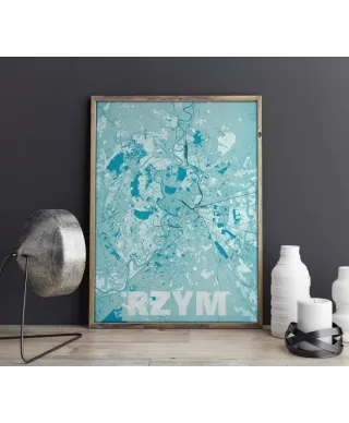 Plakat na ścianę - Rzym - Błękitna mapa - 50x70 cm