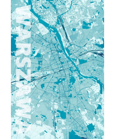 Plakat do salonu - Warszawa - Błękitna mapa - 61x91,5 cm