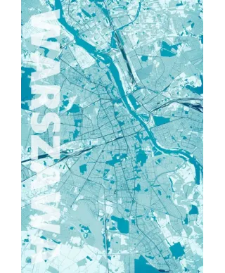Plakat do salonu - Warszawa - Błękitna mapa - 61x91,5 cm