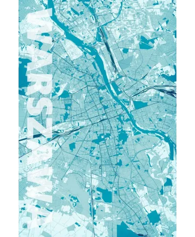 Plakat do salonu - Warszawa - Błękitna mapa - 61x91,5 cm
