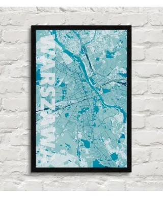 Plakat do salonu - Warszawa - Błękitna mapa - 61x91,5 cm