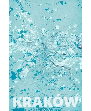 Plakat do sypialni - Kraków - Błękitna mapa - 61x91,5 cm