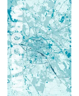 Plakat do salonu - Wrocław - Błękitna mapa - 61x91,5 cm