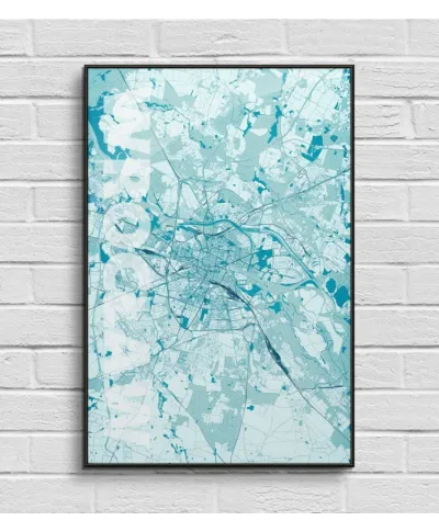 Plakat do salonu - Wrocław - Błękitna mapa - 61x91,5 cm