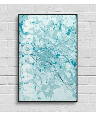 Plakat do salonu - Wrocław - Błękitna mapa - 61x91,5 cm