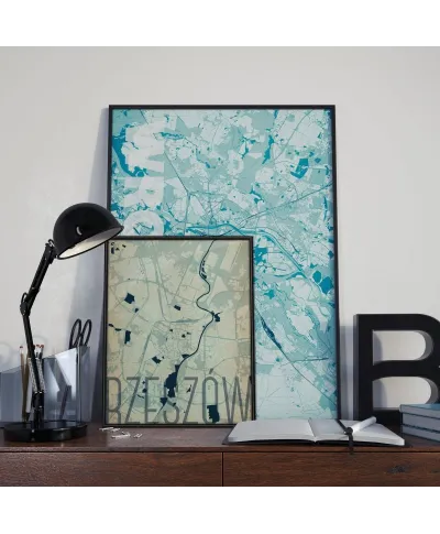 Plakat do salonu - Wrocław - Błękitna mapa - 61x91,5 cm