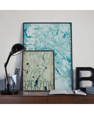 Plakat do salonu - Wrocław - Błękitna mapa - 61x91,5 cm