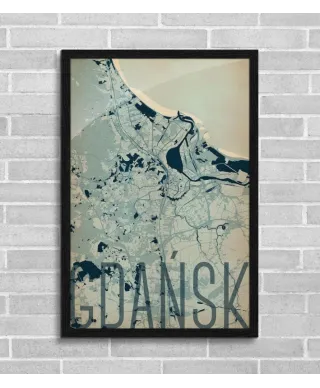 Plakat ścienny - Gdańsk - Artystyczna mapa - 61x91,5 cm