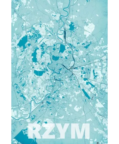 Plakat do biura - Rzym - Błękitna mapa - 61x91,5 cm
