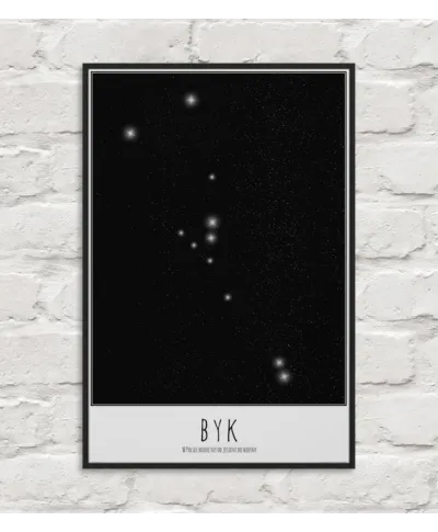 Plakat ścienny - Byk konstelacja z opisem - 61x91,5 cm
