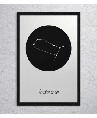 Bliźnięta konstelacja w kole - plakat