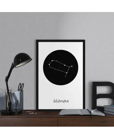 Bliźnięta konstelacja w kole - plakat