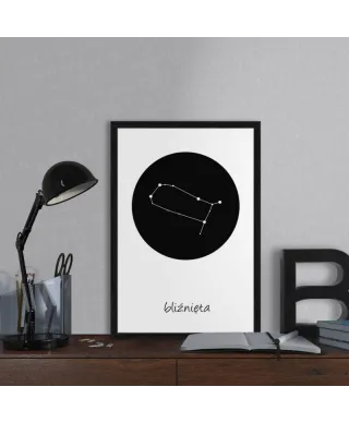 Bliźnięta konstelacja w kole - plakat