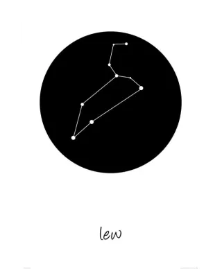 Lew konstelacja w kole - plakat