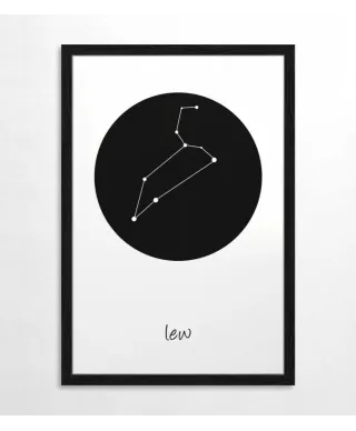 Lew konstelacja w kole - plakat