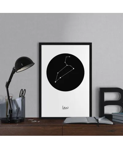 Lew konstelacja w kole - plakat