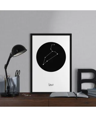 Lew konstelacja w kole - plakat