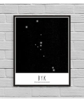Byk konstelacja gwiazd z opisem - plakat
