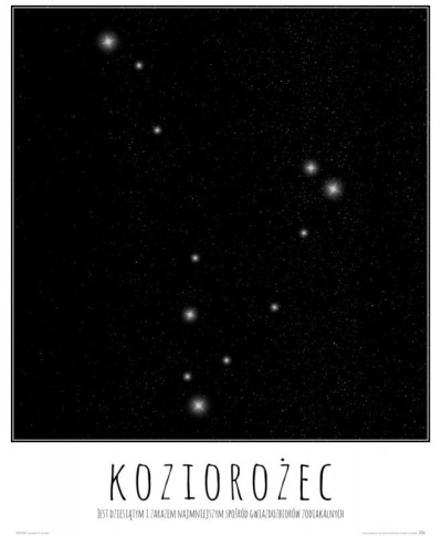 Koziorożec konstelacja gwiazd z opisem - plakat