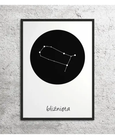 Bliźnięta konstelacja w kole - plakat