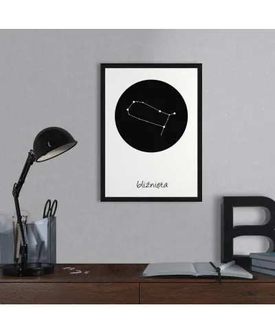 Bliźnięta konstelacja w kole - plakat