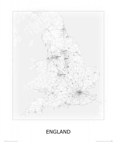 England, black&white - mapa