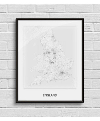 England, black&white - mapa