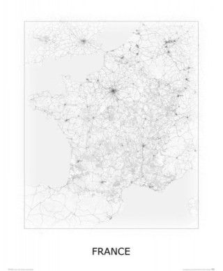 France, black&white - mapa