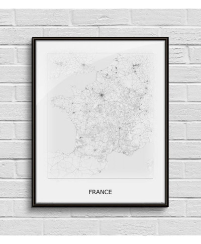 France, black&white - mapa