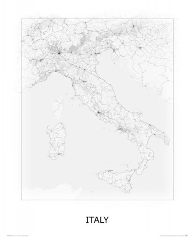 Italy, black&white - mapa