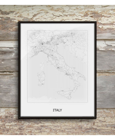 Italy, black&white - mapa