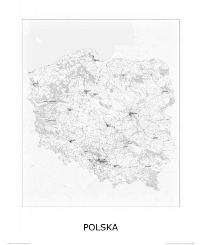 Polska, czaro-biała - mapa