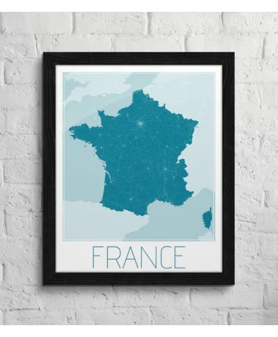 France, blue - mapa