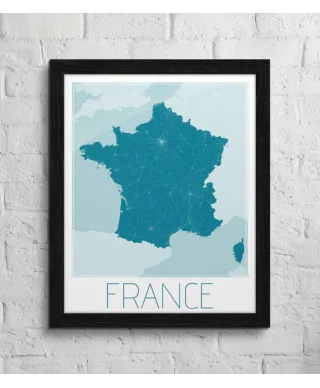 France, blue - mapa