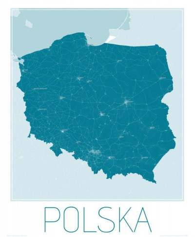 Polska, niebieska - mapa