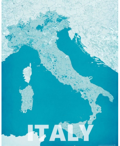 Italy, modern blue - mapa