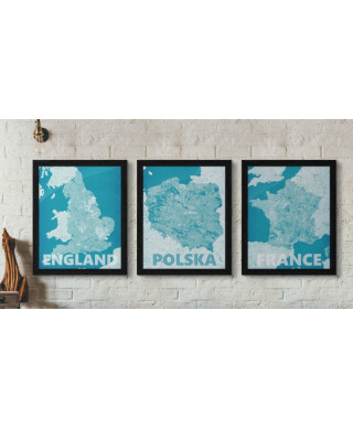 Polska, modern blue - mapa