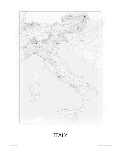 Italy, black&white - mapa