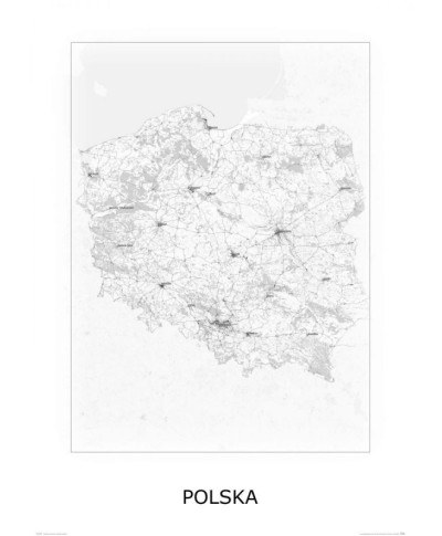 Polska, black&white - mapa