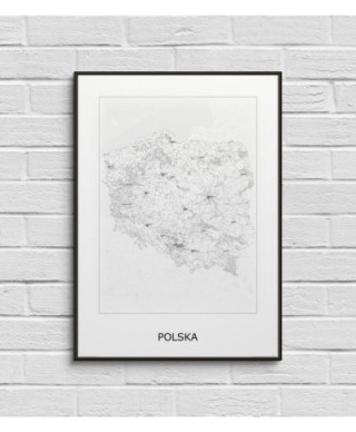 Polska, black&white - mapa