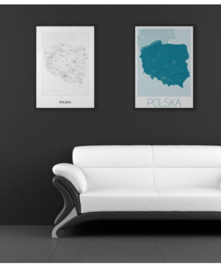 Polska, black&white - mapa