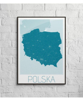 Polska, blue - mapa