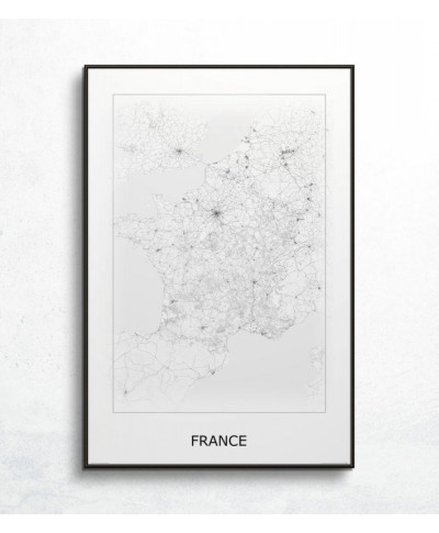 France, black&white - mapa