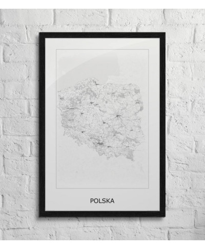 Polska, black&white - mapa