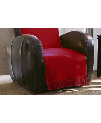 Koc - Narzuta na fotel - 50x200 cm - Bordo