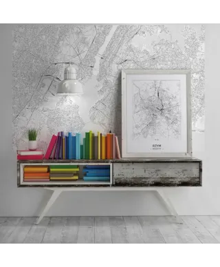 Fototapeta - Nowy Jork - czarno-biała mapa miasta