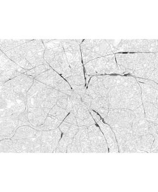 Fototapeta - Mapa Paryża - Czarno-biała - Miasto