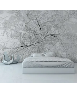 Fototapeta na ścianę - Mapa miasta - Warszawa - czarno-biała